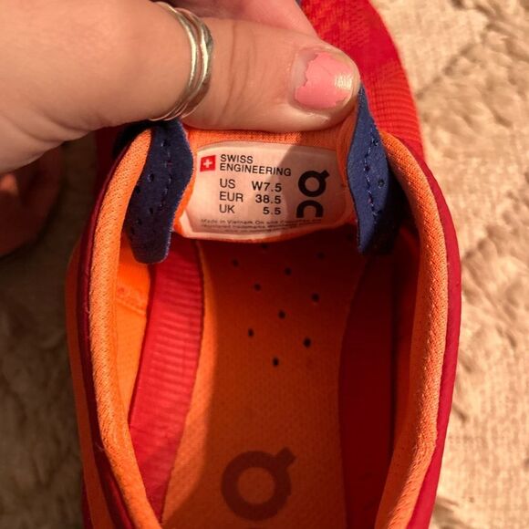 On Running Red and Orange Women's Sneakers - Picture 5 of 8